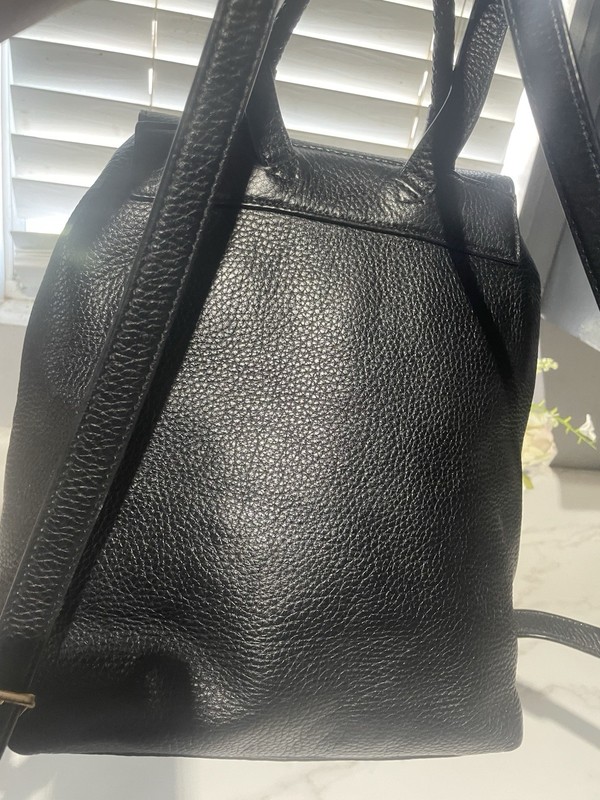 Tory Burch Black Pebbled Backpack with Tassel, Logo, Adjustable Straps gallery