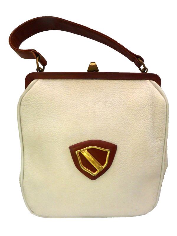 Cornett Leather Purse Handbag Bag Top Handle Eggshell White Top Handle