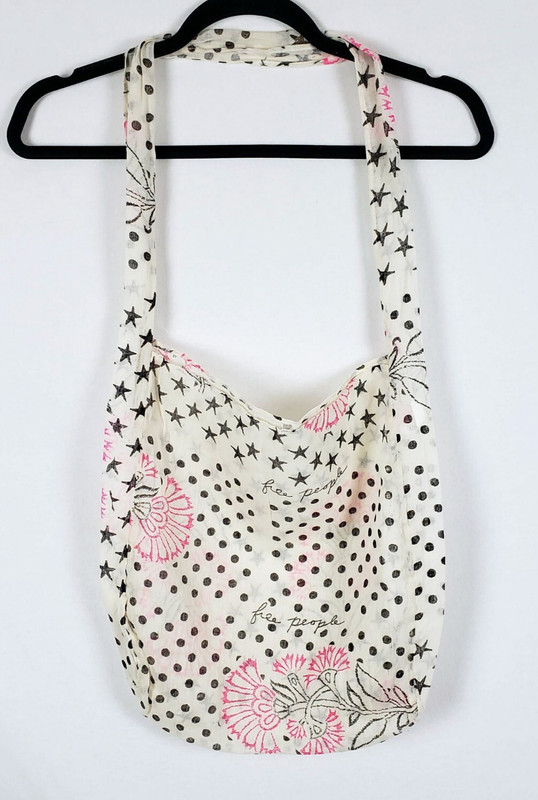 Free People Shopping Tote Bag Floral Polka Dot Stars Gauzy Lightweight Bohemian