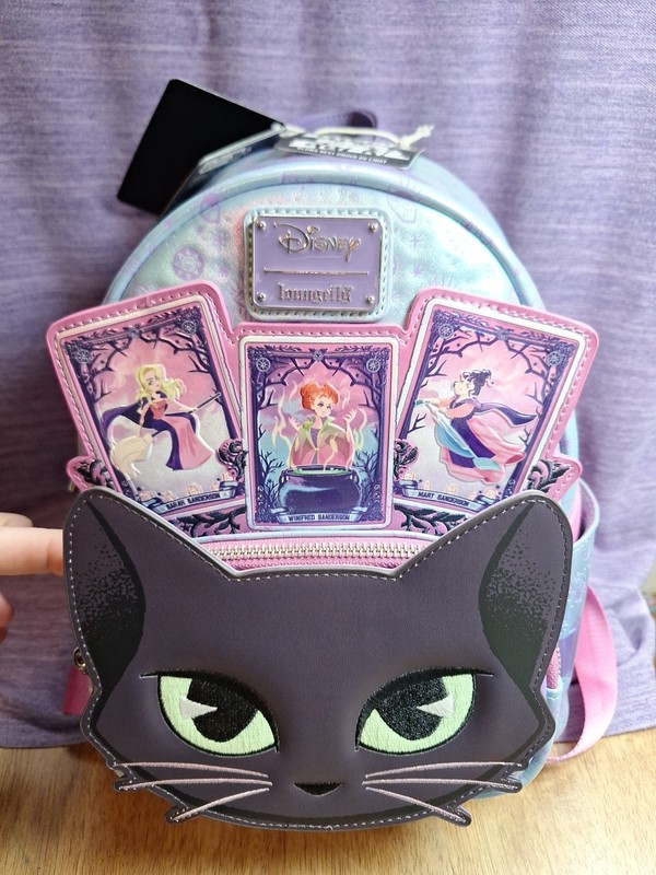 Hocus Pocus Tarot Card Binx Iridescent Glow In Dark Eyes Loungefly Mini Backpack