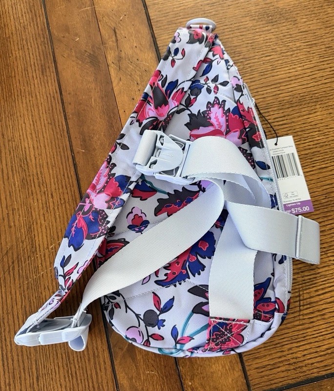 Vera Bradley Lighten Up Essential Compact Mini Sling Vineyard Floral NWT gallery