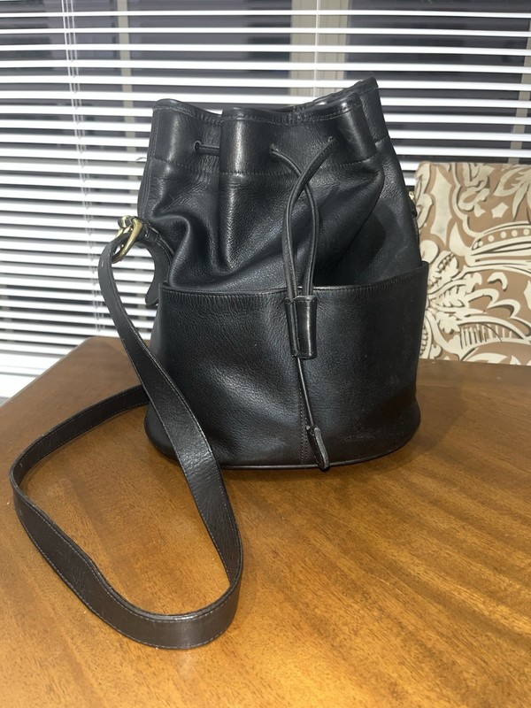 Genuine Coach Thompson 4151 Vintage 1995 Bucket Leather Hobo Bag Black Leather
