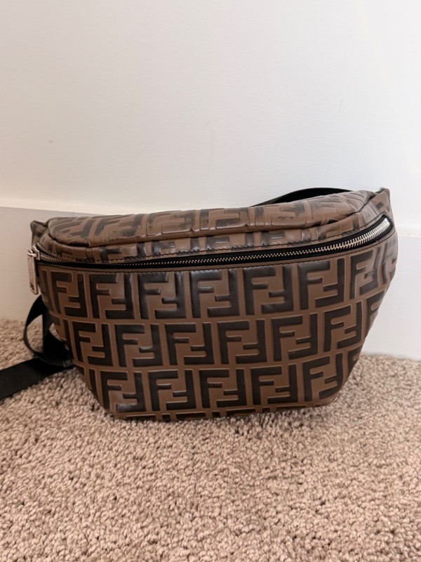 Auntenticated Fendi Nappa leather Belt Bag Crossbody Waist Bag unisex