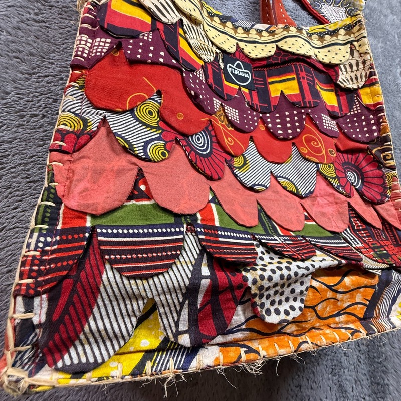 Kikapu by Furaha B African Art Weave Ankara Tote Bag Leather Handles gallery