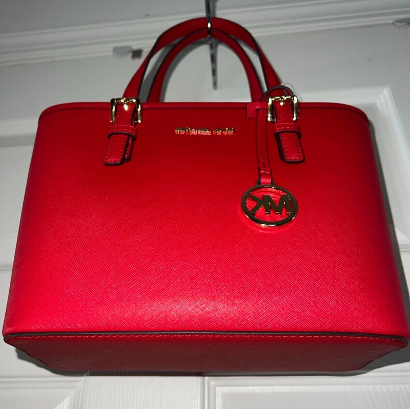 Michael Kors 35T9GTVT0L Carry All Jet Set Travel XS Bright Red Conv TZ Tote NWT gallery