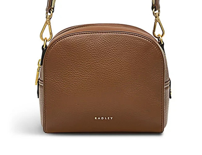 $178. Radley London Arden Crescent Small Zip Around Crossbody Bag Saddle Gold