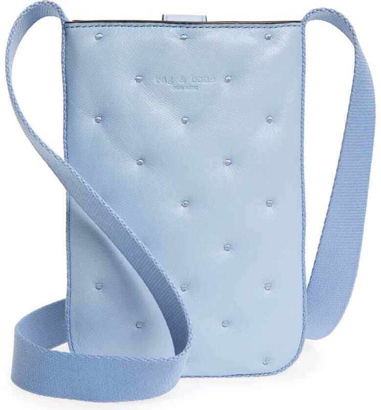 Rag & Bone Phone Pouch Crossbody Case Riser Pale Blue Leather NWT