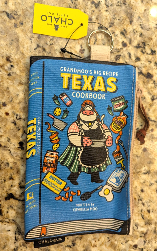 Chalo & Co Grandmoo’s Texas Cookbook Small Zippered Pouch Souvenir 4 1/4″ x 7″