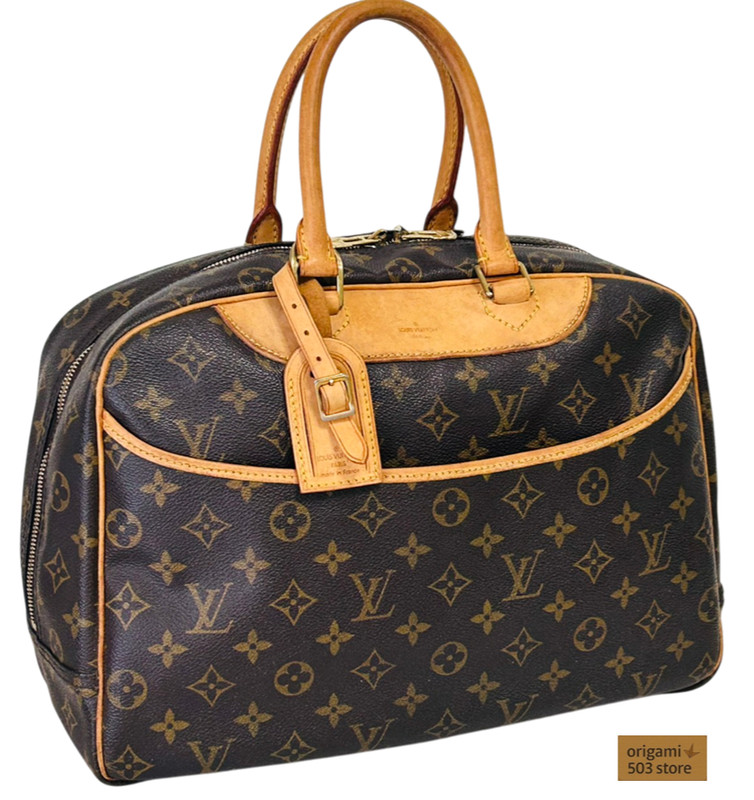 Louis Vuitton Deauville Monogram Canvas Brown Leather Handbag M47270 Tote Bag LV