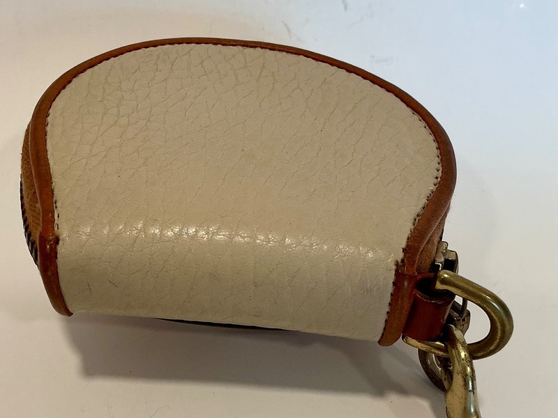 RARE !!! Dooney & Bourke All Weather Leather Big Duck Coin Purse Brown/Bone gallery