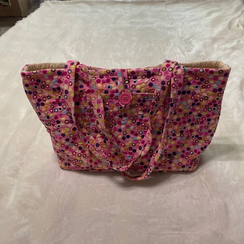 Lady’s Touch Quilted Polka Dot Tote Bag with Matching Wallet