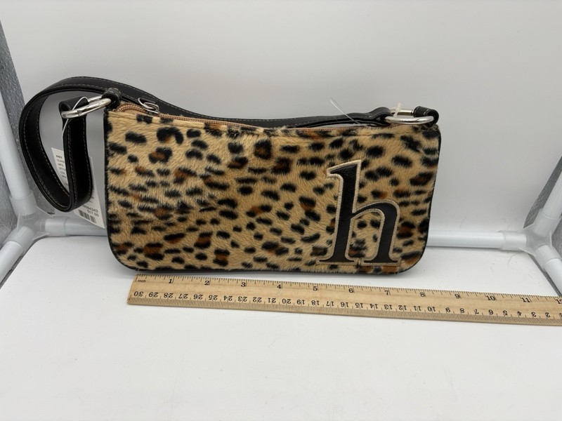 Y2K Leopard Print Faux Fur Shoulder Bag with Initial "H”Limited Too NOS gallery