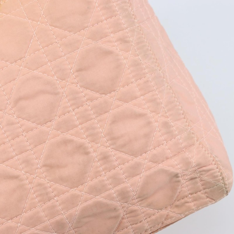 Christian Dior Lady Dior Hand Bag Nylon Pink Silver Auth 173001 gallery