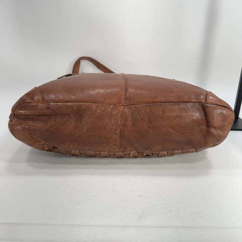Vilenca Holland Brown Soft Leather Woven Front Design Laptop Shoulder Bag gallery