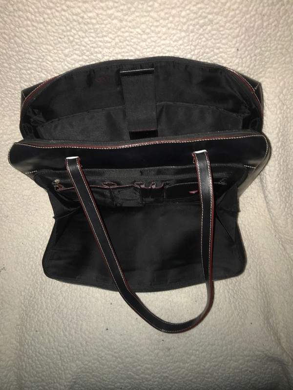 LODIS BLK LEATHER/RED TRIM LAPTOP BUSINESS BAG W/ORGANIZATIONAL POCKET 13HX14.5L gallery