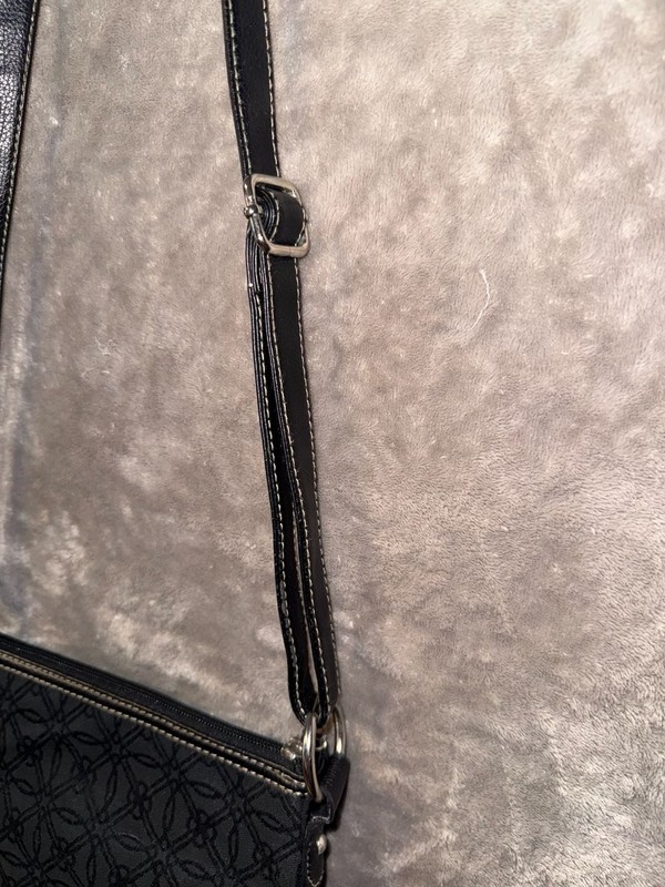 Croft & Barrow Black Patterned Fabric Crossbody Bag gallery