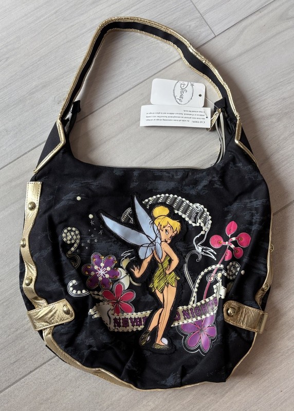 Disney Tinker Bell Shoulder Handbag Rhinestones Studded Embroidered