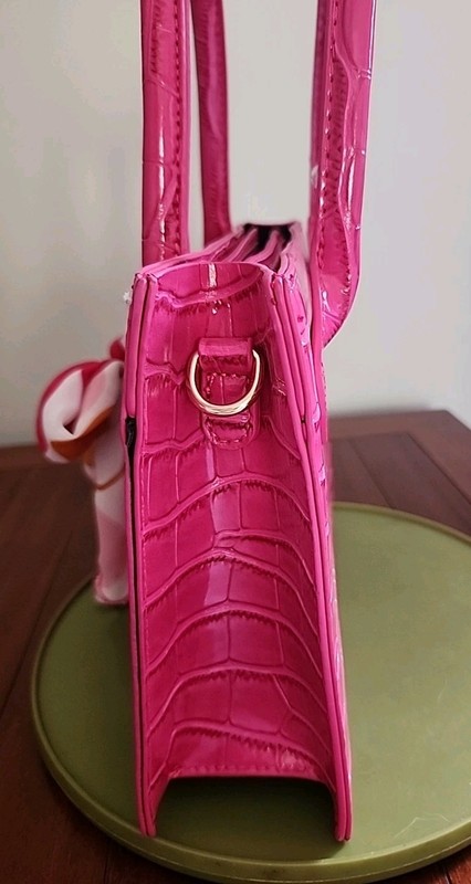 Clutch Purse Women Shoulder Handbag Hot Pink Bow Sweet Underarm Mini Bag 10x8x4" gallery