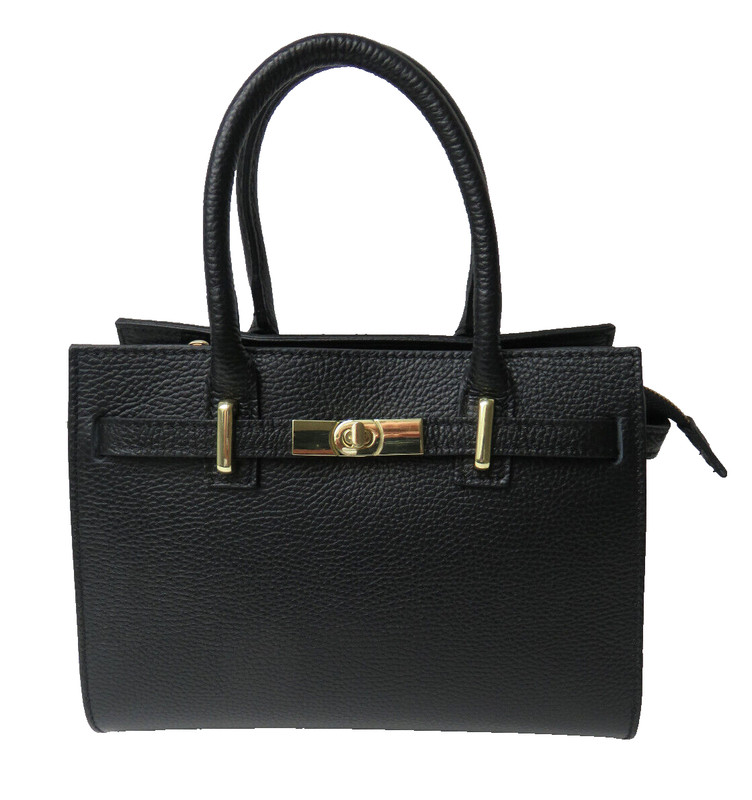 Handbag women’s bag shoulder/tote bag top style Italy leather black New!
