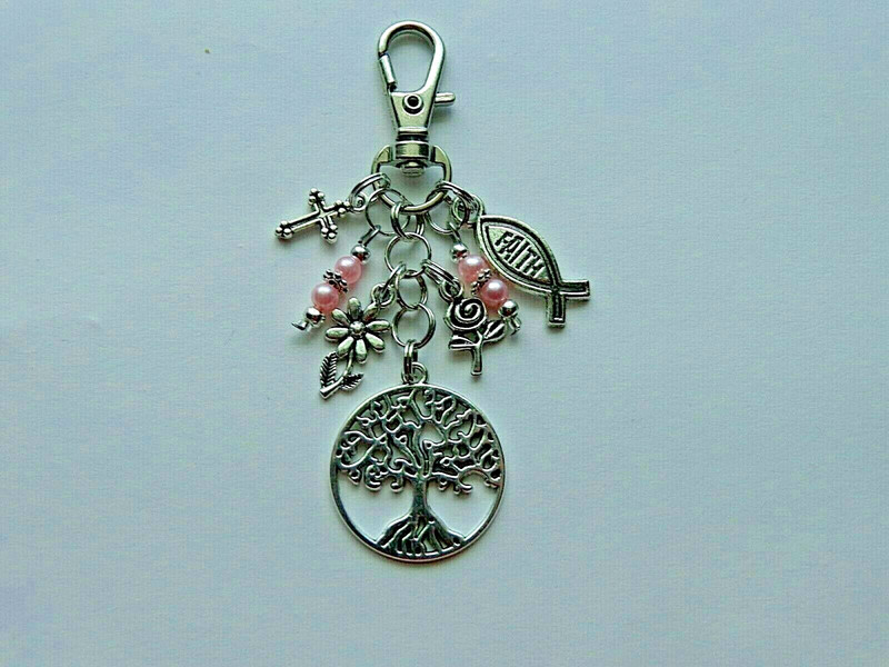 TREE OF LIFE RELIGIOS FAITH CROSS KEY CHAIN CLIP FOR PURSE BACKPACK BAG FOB gallery