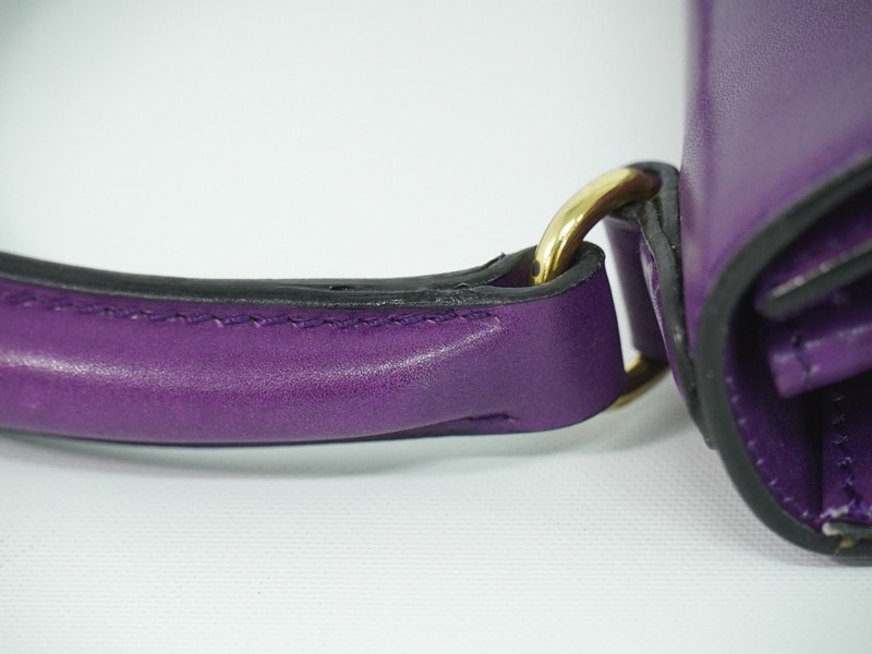 CELINE Leather Top Handle Handbag Purple Gold gallery
