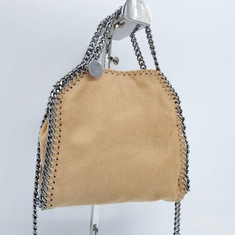 Stella McCartney Falabella Tiny Chain Shoulder Bag Beige Suede Gold Hardware