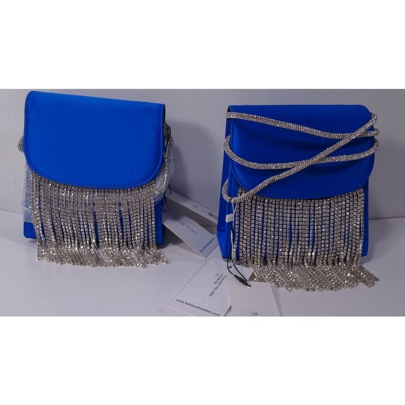VERONICA BEARD Folklore Fringe Loop Bag Black Clutch Shoulder Bag $570 BLUE gallery