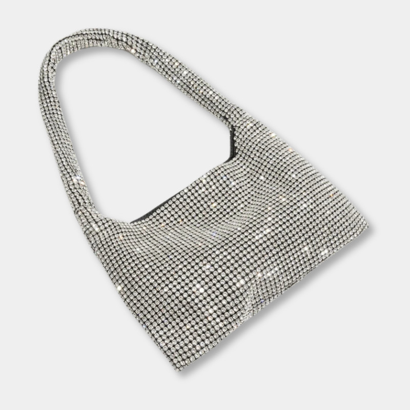 Rhinestone Mesh Bag Wedding Party Crystal Shoulder Bag Silver Diamond Purse gallery
