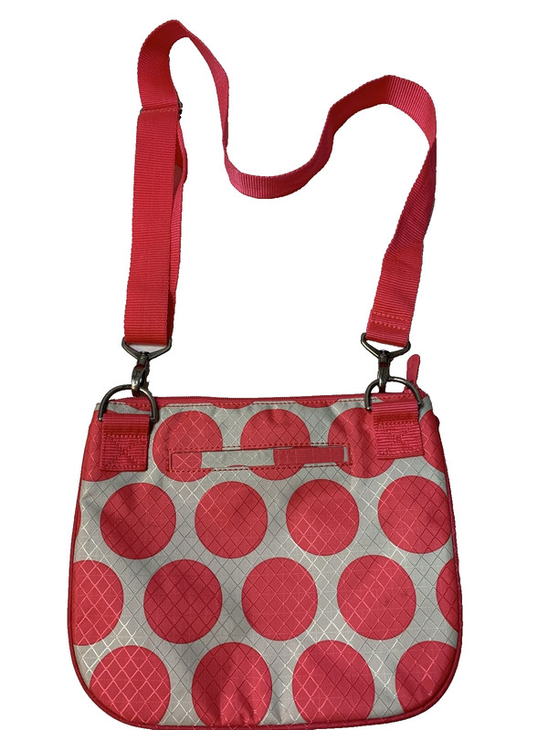 Thirty One Pink Polka Dot Crossbody Nylon Handbag