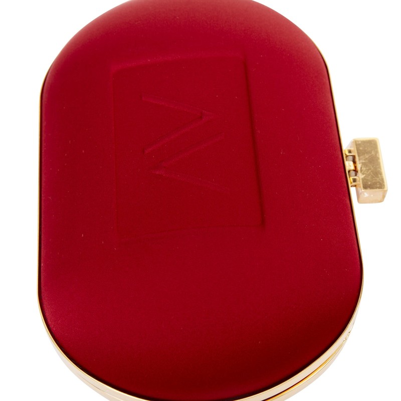 Alexandre Vauthier Silk Satin Logo Embossed Gold Chain Oval Clutch Lady One Size gallery