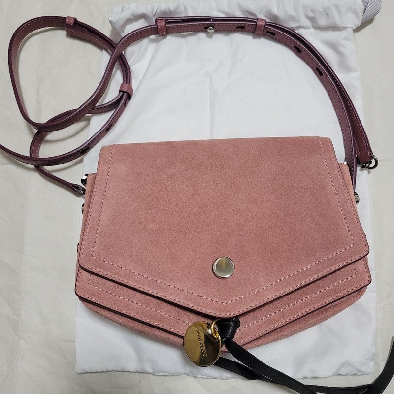 JIMMY CHOO Suede Shoulder Bag VINTAGE ROSE 18 x 18 x 8cm Women gallery