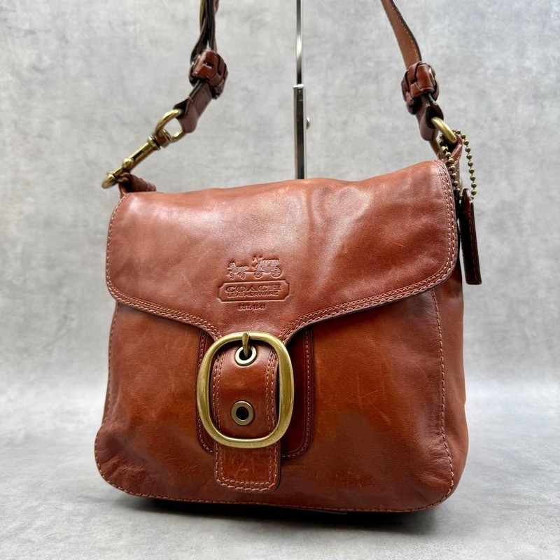 COACH 11419 Bleecker Soho Y2K Leather Shoulder Bag Brown Braided Strap Vintage