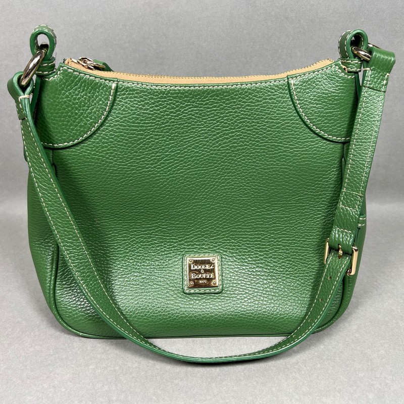 $218 Dooney & Bourke Lucca Pebbled Leather Crossbody Shoulder Bag Grass Green VG