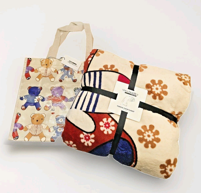 Vera Bradley Set Throw and Gift Tote in Big Toasty Teddy