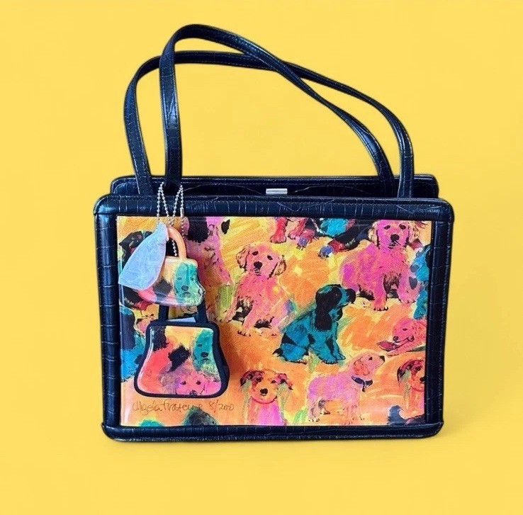 Angela Frascone Designer Limited Edition Dog Print Hand Shoulder Signed Bag