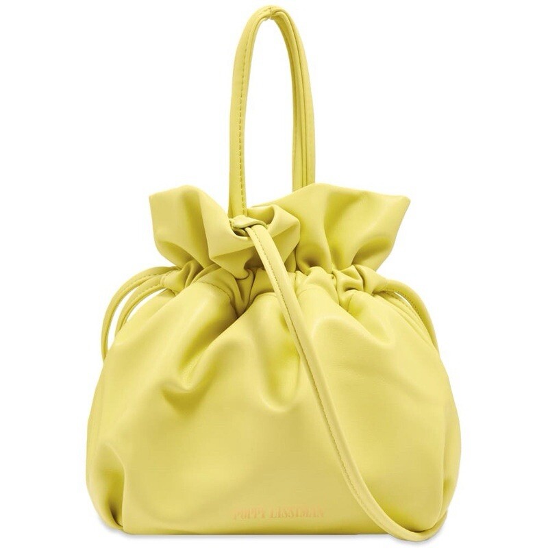 Poppy Lissiman Denny Drawstring Pouch Bag Citrus Yellow Vegan Leather Designer gallery