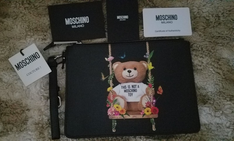 Moschino teddy Garland Swing Wristlet/pouch Bag Black NWT $295+