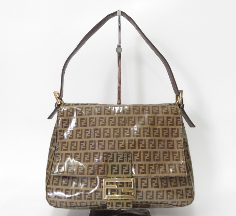 Authentic FENDI Zucchino Mamma Baguette Vinyl Shoulder Bag Hand Bag I#51931