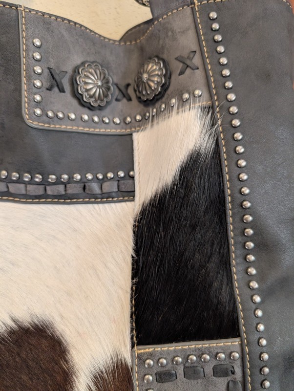 Trinity Ranch Hair On Cowhide Shoulder Purse Patchwork Metallic Accents Y2K gallery