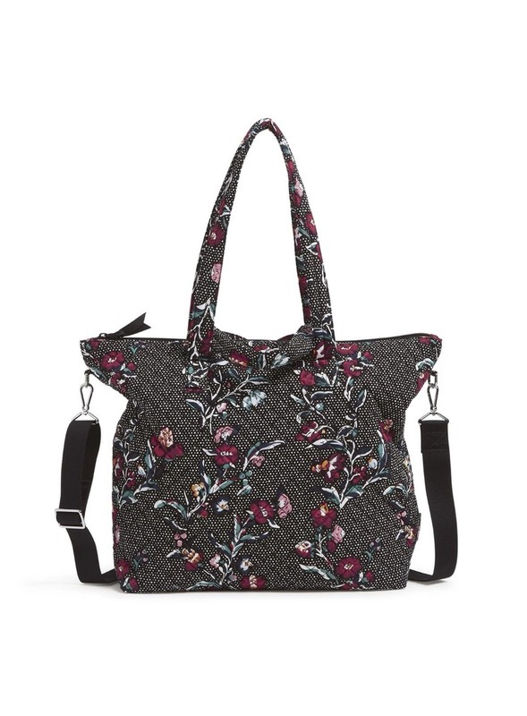 Vera Bradley Cotton Slouchy Tote Bag, Perennials Noir Dot NWT