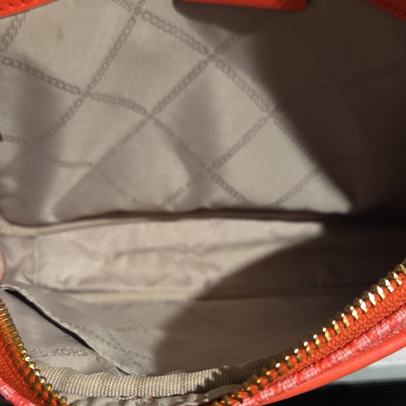 Michael Kors Flamingo Pink Monogram Logo Crossbody Bag Zip Gold Chain gallery