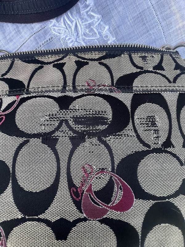 Coach Poppy Heart Signature Crossbody Purse (Flaws Wear) Read gallery