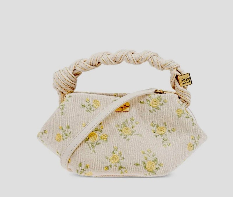 Ganni New Cream Floral Embroidered Mini Bou Bag-Current!! Retail $475! Chic!