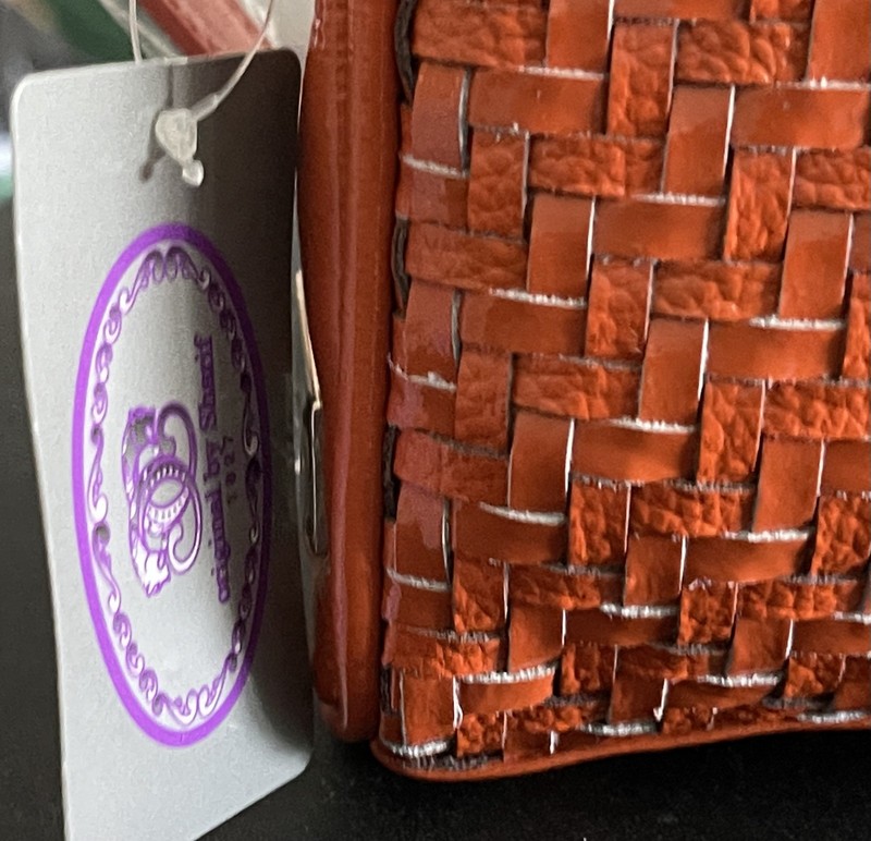 NWT Vtg SHARIF 1827 Orange Zebra Print Crossbody Bag Deadstock Cowhide Woven NEW gallery