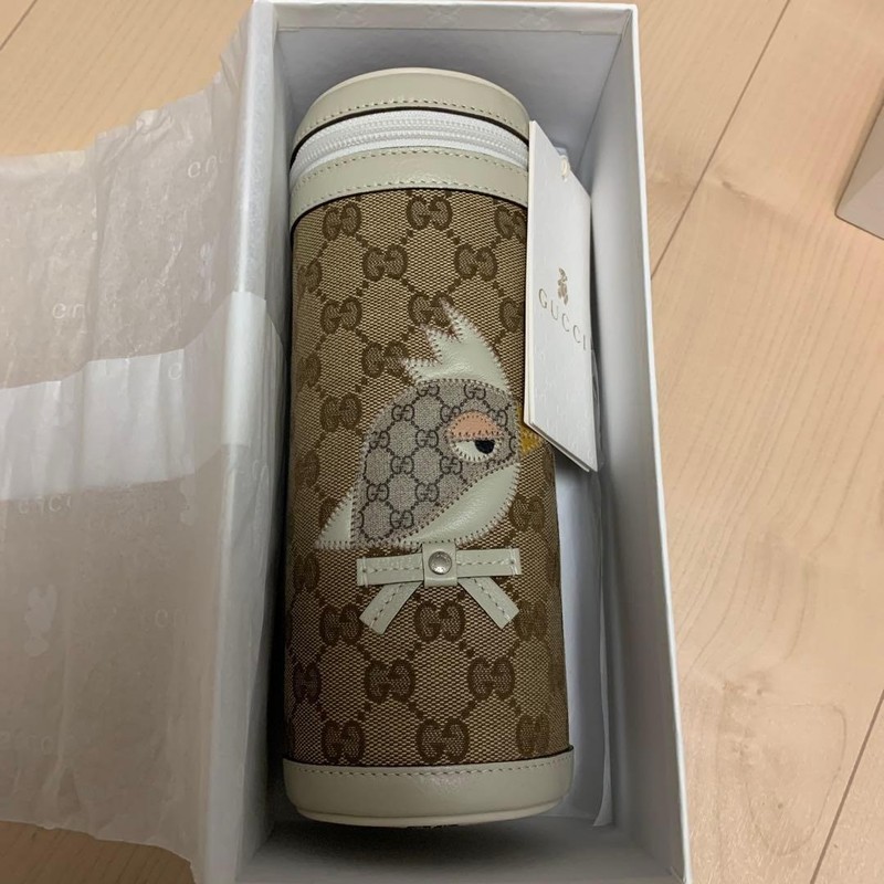 GUCCI Baby Bottle Case Brown GG Supreme Made in Italy New unused Authentic