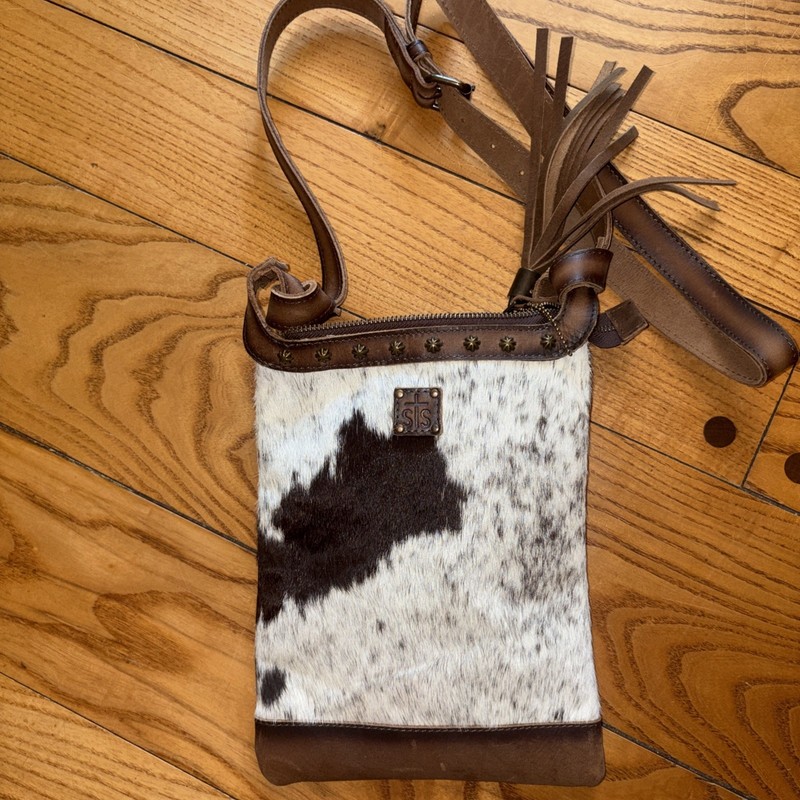 STS Ranchwear Cowhide Leather Crossbody Bag Tassel Studded Western Small