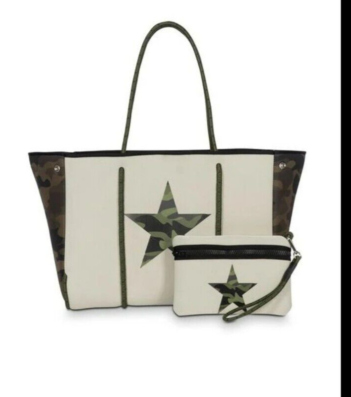 Haute Shore Greyson Trooper Tote Bag, Star Accents & Camo Sides, + Small Zip bag