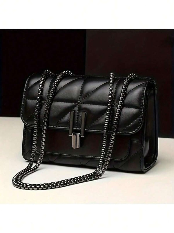 Elegant Ruched Crossbody Bag Women Flap Shoulder Handbag Chain Strap Casual