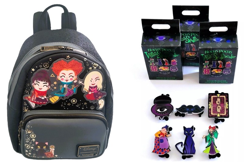 Loungefly Disney Hocus Pocus Chibi Mini Backpack + 6 Collectible Pins