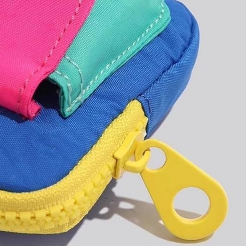 Set of 2 Canvas Mini Backpack Coin Purse Keychain Wallet Zipper Pouch Pink Blue gallery